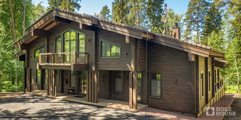 Двухэтажный дом из клееного бруса с террасой и балконом по проекту Австрия v4 - фото 3 на сайте Holz House